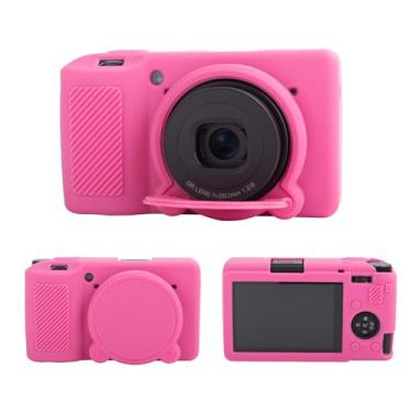 Imagem de MUZIRI KINOKOO Capa de silicone compatível com câmera Ricoh GR III/GR III X, borracha macia e leve GR III/GR IIIX/GR3, acessórios de capa protetora com capa de lente removível - vermelho pêssego