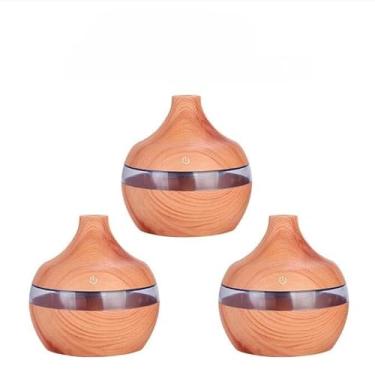 Imagem de Umidificador De Ar 8H LED Difusor De Aromas E Aromatizador De Ambiente Eletrico Humidificador Ultrassônico Portátil(KIT3-UM003-MADEIRA CLARO)