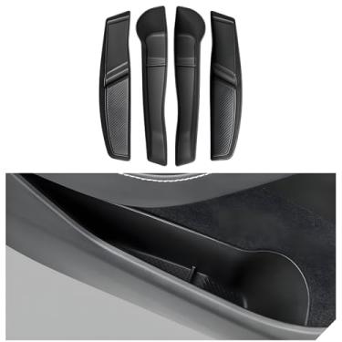 Imagem de HOONHERY Forro interno de porta para Tesla Model Y 2024/2023/2022/2021, caixa de armazenamento de bolsa lateral de porta, capa protetora de feltro, acessórios interiores de carro, bandeja de