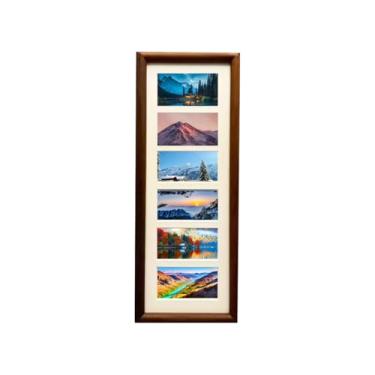Imagem de YIYUESHIJIU Molduras de madeira 10 x 30,5 cm com tapete, moldura para cartão postal, mini porta-retratos de colagem, várias aberturas, para parede e mesa, para fotos e impressões de arte de parede (1