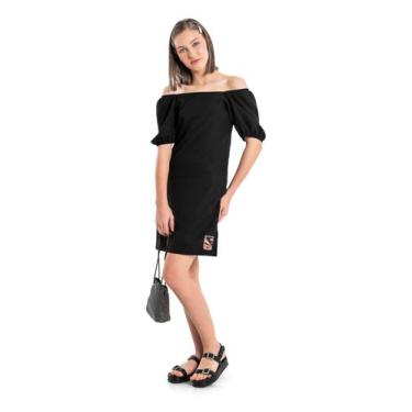 Imagem de Vestido Juvenil com Manga Bufante Gloss, Preto, 12