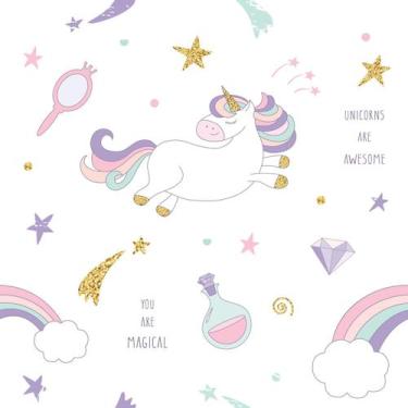 Imagem de Papel de Parede Unicornio Adesivo Infantil 2,70x0,57m - Quartinhos