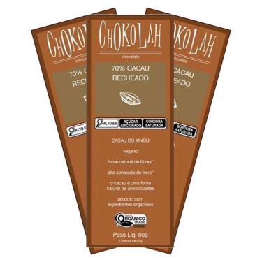 Imagem de Kit 3X: Chocolate 70% Cacau Recheado Orgânico Chokolah 80G