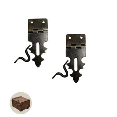 Imagem de 2 peças pequenas dobradiças ornamentadas artesanato vintage mini trava painel trava para caixa de joias caixa de armazenamento armário de madeira ferrolho vinho