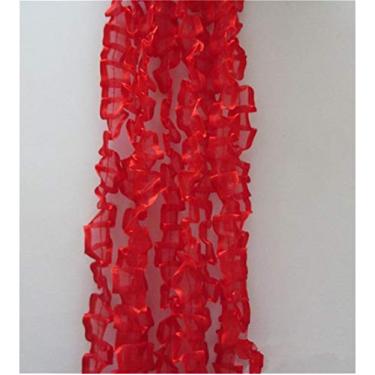 Imagem de 5 jardas plissadas organza reunida malha plissada chiffon renda borda acabamento fita 4/5" largura acabamento acabamento vintage bordas tecido bordado bordado costura artesanato casamento vestido nupcial decoração festa festa (vermelho)