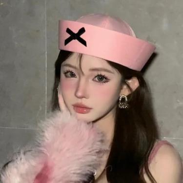 Imagem de Boina com laço doce, chapéu sexy de marinheiro, boné coreano, azul marinho, para mulheres, nicho, flipped, enfermeira, cosplay, boina, rosa, G