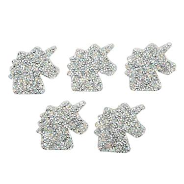 Imagem de Ferro em remendos brilhante bonito unicórnio remendos adesivo de derretimento quente para sacos de roupas acessórios resina 5 peças 6.5x4.5cm