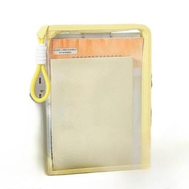 Imagem de Pasta grande A4 à prova de água com bolso transparente para documentos, incluindo pasta e cordão(Amarelo)