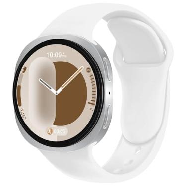Imagem de Pulseira de silicone esportiva, compatível com Samsung Galaxy Watch 8 de 40 mm e 44 mm/Galaxy Watch 8 Classic de 46 mm, pulseira S Watch masculina e feminina (branca, Galaxy Watch 8/8Classic)
