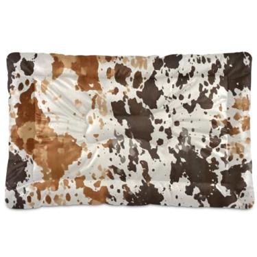 Imagem de Wassud Cama de cachorro pequeno lavável com padrão marrom e branco, tapetes para cães pequenos, almofada portátil para animais de estimação, cama antiderrapante para cães e gatos, almofada confortável