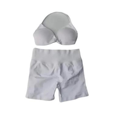 Imagem de Conjunto De Top E Shorts Sem Costura De Cintura Alta Para Academia 2 P
