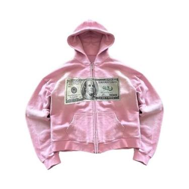 Imagem de Moletom Masculino Retro Com Estampa, Zíper E Capuz, Estilo Streetwear 