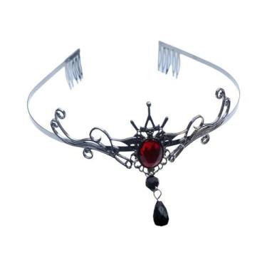 Imagem de Coroa De Cabelo Gótica De Vampiro Com Cristais, Design De Fantasia Som