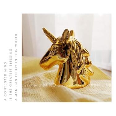Imagem de Cofrinho Novidade Unicórnio Cofrinho Cofrinho Caixa de Poupança Presente para Crianças Decorações de Casa Figuras Decoração de Casa Casamento (Ouro)