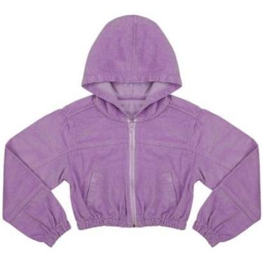Imagem de Jaqueta Juvenil Look Jeans Cropped Veludo Lilás - LILAS - 12-Feminino