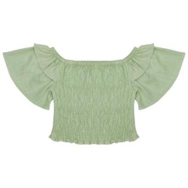 Imagem de Blusa Juvenil Look Jeans Cropped Collor - VERDE - 8-Feminino