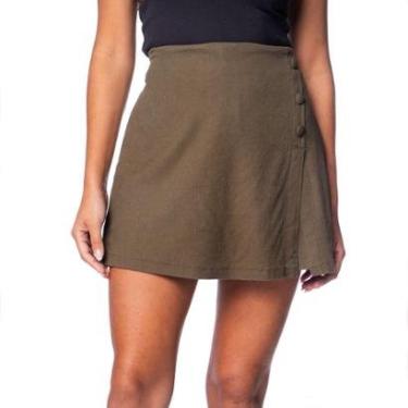 Imagem de Short Saia Feminino Biamar Linho Botões Verde Escuro-Feminino