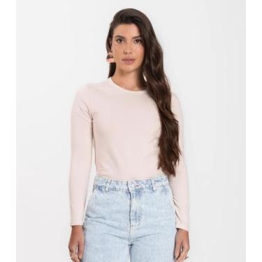 Imagem de Blusa Manga Longa Básica Select Bege, M, Bege