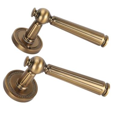 Imagem de Puxador de porta interna bronze com alça confortável operação silenciosa função trava separada construção em cobre e aço inoxidável para quarto interi