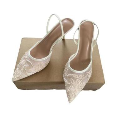 Imagem de Sandálias Elegantes Pretas De Salto Alto Com Bordado Em Tela E Tira Tr