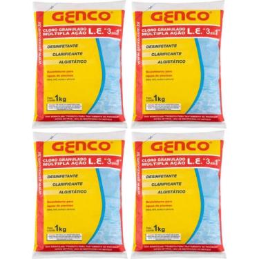 Imagem de 4 Cloro 1kg Para Piscina Puro Multipla Ação 3 Em 1 Genco
