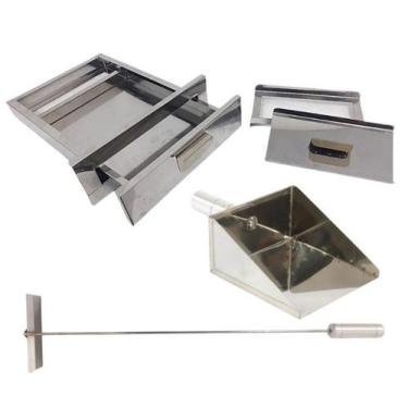 Imagem de Kit Gaveta 304, Pá Cinzas, Rodo Limpeza, Churrasqueiras - INOX LAURIND