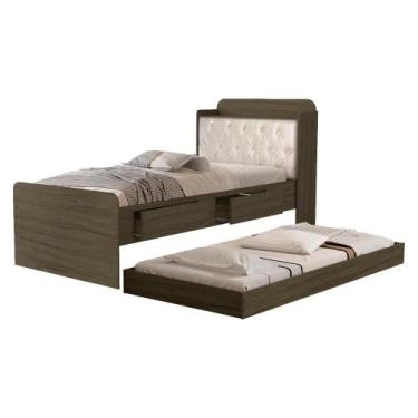 Imagem de Bicama Solteiro Capitone 220X98 cm Com Bau E Cama Auxiliar MDF Decmade