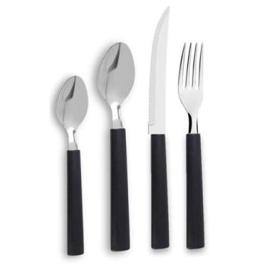 Imagem de Faqueiro Jogo De Talheres Inox Kit 24 Peças Talher Mesa Brinox, Preto