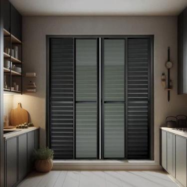 Imagem de Porta de Correr Venez. 6 Folhas Moveis 210 x 200 Elite com Fecho Autom