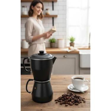 Imagem de 2x Cafeteira Alumínio Preta 1.4L Craqueada: Café Fresco Fáci - Congrat