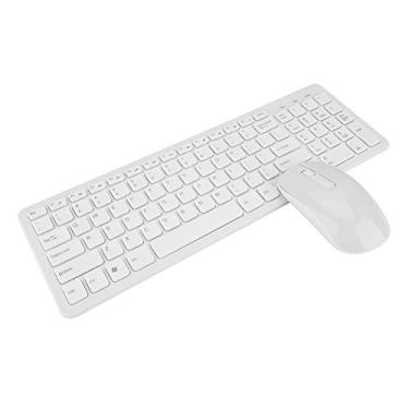 Imagem de Teclado multimídia sem fio 2,4 G e conjunto de mouse óptico, teclado de jogo de 108 teclas kit combo de mouse para Windows 7/8/10/XP/Vosta e posterior (branco)