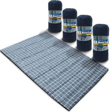 Imagem de Kit 4 Colchonetes Casal 190x130cm Com Bolsa Para Transporte Xadrez Azul