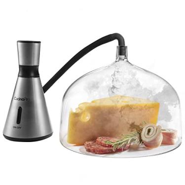 Imagem de CucinaPro Defumador portátil de alimentos com tampa de cúpula grande - infusor portátil de fumaça fria para coquetéis de carne, queijo, churrasco, nozes, peixe - máquina de fumaça de cozinha adiciona