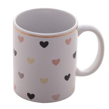 Imagem de Caneca Xícara Porcelana Color Hearts Coração 350 Ml - Lyor