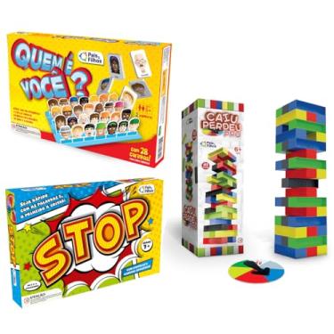 Imagem de Jogo Stop + Torre Caiu Perdeu Pro com Roleta + Quem é Você - Pais e Filhos