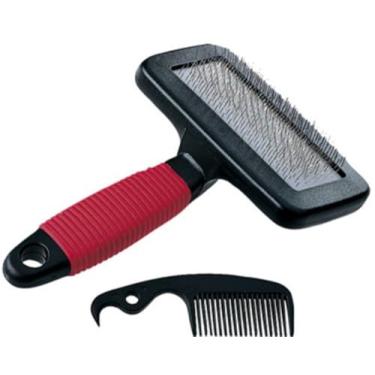 Imagem de Ferplast Escova de cardagem para cães e gatos GRO 5944, pente removedor de cabelo incluído, ideal para animais de pelo médio e longo, 16 x 9,8 x A 3,3 cm