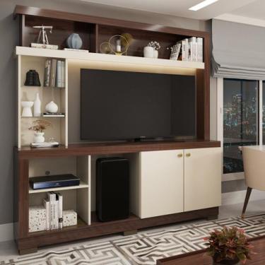 Imagem de Estante para TV Até 50 Polegadas Malbec 2 Portas Nogueira Real/Off Whi