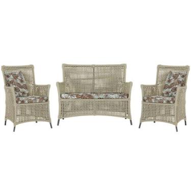 Imagem de Jogo Sofá e 2 Poltronas de Área Igapó Alumínio Pintura Preta Corda Náu