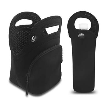 Imagem de (Black Metal) - Nordic By Nature Insulated Neoprene Lunchbox Tote Lunch Bag Made For Women, Men and Kids Includes 30cm Big Bottle Cooler Lightweight Rugged Lunchbox Washable Designer Pattern Bags