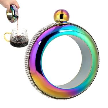 Imagem de TOCCOOL Pulseira portátil de aço inoxidável, garrafa de anca, pulseira de cantil, pulseiras de cantil, pote de vinho de aço inoxidável decantador de cristal para homens e mulheres (100 ml, colorido)