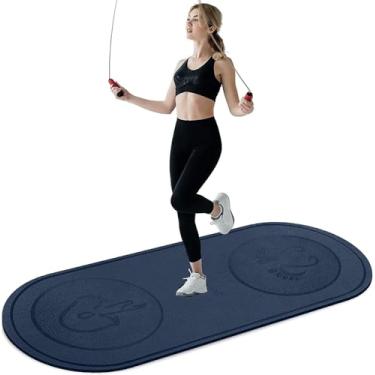 Imagem de dofopo Tapete de corda de pular 180 cm x 78 cm grande antiderrapante para exercícios internos e externos, absorção de choque de treino de alta densidade para piso de academia em casa, corda de saltar