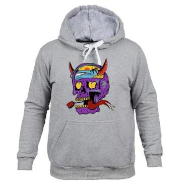 Imagem de Moletom 100% Algodão Flanelado Caveira On - Surprass, Cinza, M