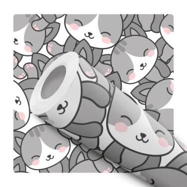 Imagem de Papel de Parede Ilustração Gatinho Infantil Bebê Adesivo Moderno Quart