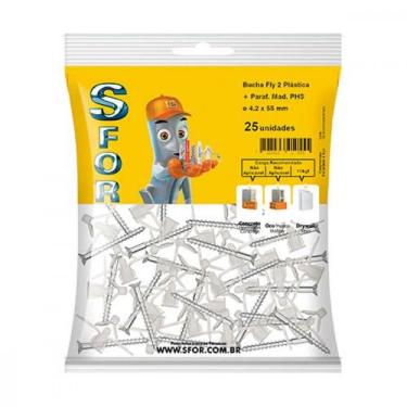 Imagem de Bucha Sfor Gesso Fly 2 04/16 C/Par C/25 - Sforplast