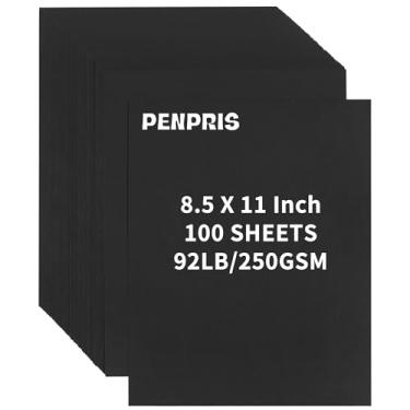 Imagem de 100 folhas de cartolina preta – 21 x 28 cm, 41,7 kg/250 g/m², papel de construção de arte para fazer cartões, convites, álbuns, artesanato DIY PAP19BK100