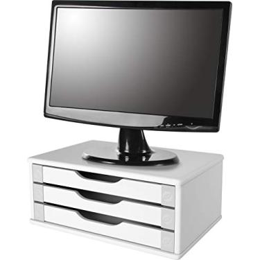 Imagem de Suporte de Monitor 3 Gavetas, Mdf Branco - Souza & Cia (Ref: 3343)