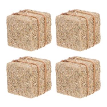Imagem de LOGOFUN 4 peças de mini fardos de feno simulados em miniatura modelos realistas pequenos fardos de feno adereços para artesanato faça você mesmo casa de boneca fazenda micro decoração de layout de
