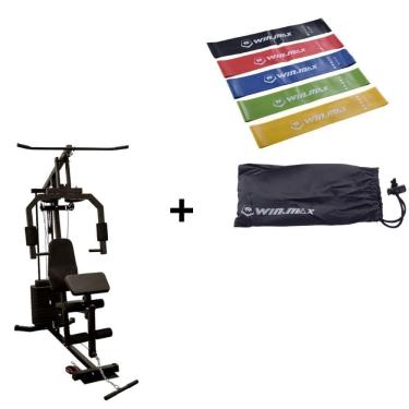Imagem de Kit Estação De Musculação 66kg + 5 Mini Band Bonafit Preto