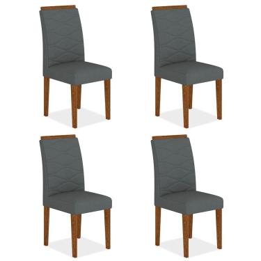 Imagem de Kit 4 Cadeiras Estofadas Everest Comfort Freijó/suede Cinza - Ma