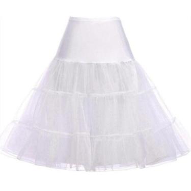 Imagem de Saiote Amei Tule Tutu Armação C/ Elástico Vestido Anos 60, Branco, GG